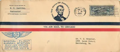 Springfield, Illinois — Correio aéreo para Chicago — Editor: Special-Flight Airmail Station