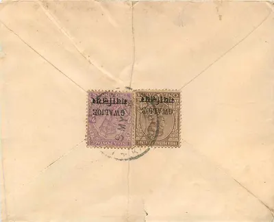 Gwalior State — Letter to Delhi — Publisher Gwalior State — Back