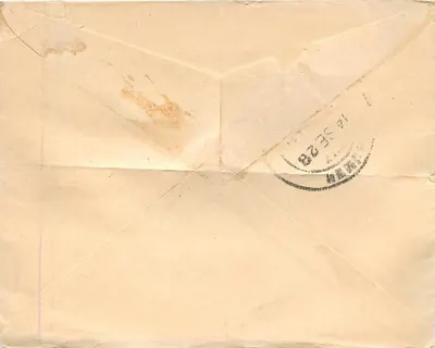 Carta postale indirizzata a Hamir Singhji Bankeer a Nayabazar, Aipiner (Rajputana) — timbro indiano da 1 anna e cancelleria postale di Wallingford — Verso