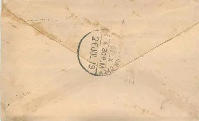Antieke ansichtkaart van Malior — groene zegel 'Half Anna' en poststempel 'Malior State' — uitgever onbekend — Achterkant