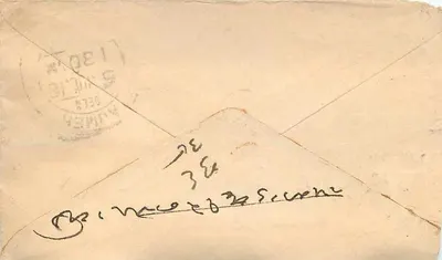 Gwalior — Gwalior, 3 July 1870 — annual stamp of 1 year — Back