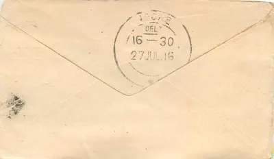 Cidade de Indore — Gwalior — Maluia C.O. — selo 'HALF ANNUAL' e carimbo de Gwalior — Verso