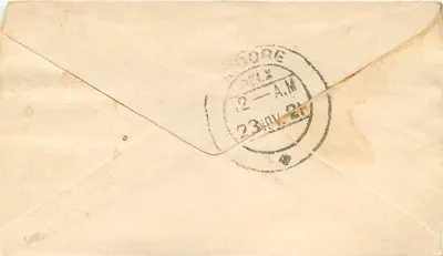 Gwalior — carta postal com selo de ½ anna e carimbo de correio — Verso