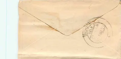 Stato di Gwalior — cartolina postale con timbro da ½ anna — destinata a Indore — Verso