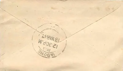 Gwalior — India — antieke ansichtkaart met poststempel en postzegel — Achterkant