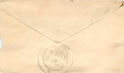 Gwalior — Letter to Gwalior (India) — Gwalior stamp and postmark — Back