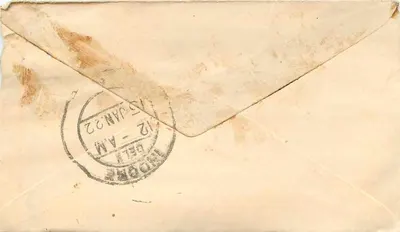 Postcard from Nawalior — Half Anna Stamp — addressed to Indore — Back