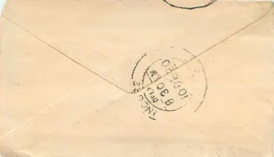 Gwadar — correspondence around 1930 — stamp 1/2 anna and postmark — Back