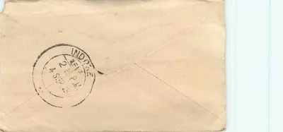 Gwalior — India — green stamp 'Half Anna' and 'Gwalior' postmark — publisher not visible — Back