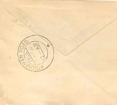 Carta postal da Índia — Kichaman Road (Marware) — selo de Anna 1 e carimbo postal — Verso