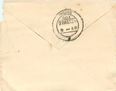 Indore — Brief aan Bagatranji in Indore — Indiase postzegel van 1926 — Achterkant