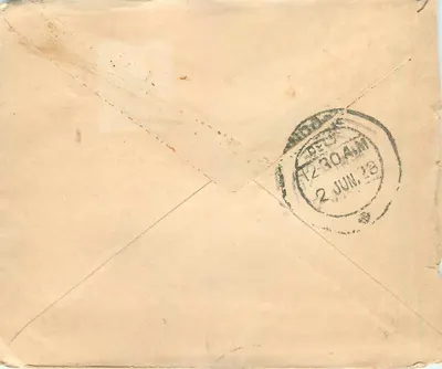 Udaipur — carta postal com selo da Índia Britânica — editor desconhecido, número de série não visível — Verso