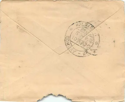 Gwalior — Bombay — cartolina antica con timbro e cancelleria — Verso