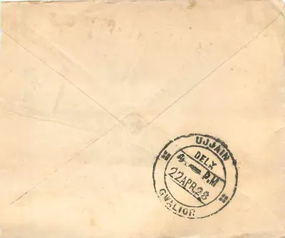 Agar - Gwalior - Ujjain — cartolina postale con timbro e cancellerie postali — Verso