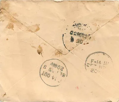 Nafar — Gwalior — 1914 — 1 anna stamp — Back