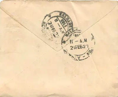 Owalior — postcard with Indian postage stamp and date stamp — publisher unknown — Back