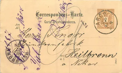 Heilbronn — Heilbronn para Nikar — Carta de Correspondência. — Editor: Kais. Königl. Dänischer Post.