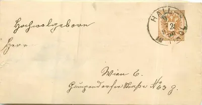Almoxarifado de Halle — carta postal com selo de 2 pfennig e carimbo de trânsito — editor desconhecido