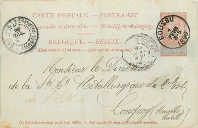 Boussu — Sociedade dos Charbonnages Unis de l'Ouest de Mons — carta postal universal