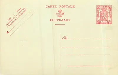 Carteira postal belga — formato trilíngue (francês, holandês, inglês) — editor não identificado