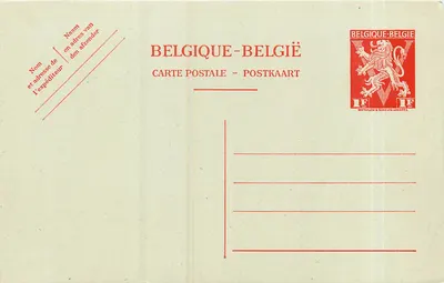Carte postale belge — format neutre — éditeur Waterlow & Sons Ltd Londres