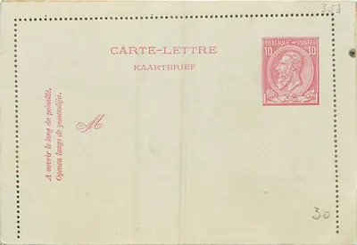 Carta-lettra belga — selo de 10 centavos — editor não visível