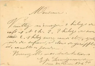 Bruxelles — cartolina postale datata 1881 — editore anonimo, numero di serie non visibile — Verso