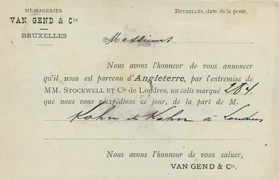Thann — Bélgica — Messageries Van Gend & Cie — Verso