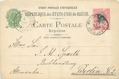 Brasil — Carta postal de resposta da República dos Estados Unidos do Brasil — União Postal Universal