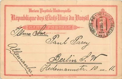 República dos Estados Unidos do Brasil — Carta postal — editor American Bank Note Co. New York
