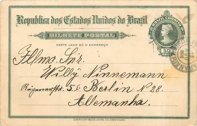 Brasil — Carta postal com selo de 50 réis — editor American Bank Note Co. New York