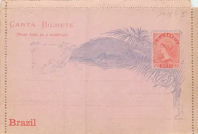 Brasil — Palmeira e paisagem — Editor desconhecido, número de série não visível