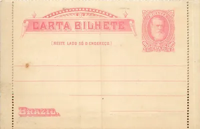 Carta postal brasileira — formato bilhete — selo de 80 réis