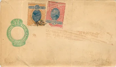 Brasil — Envelope postal — República brasileira, selos e carimbo de expedição