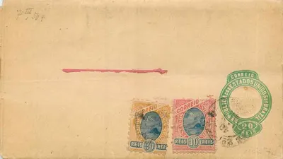 Carta postal brasileira — selos e carimbo postal — editor desconhecido