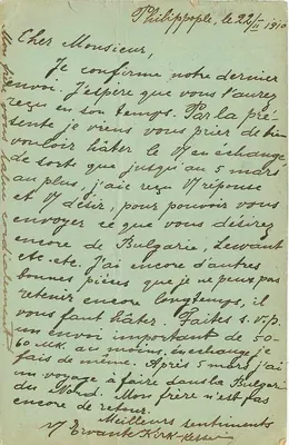 Philippopole — Correspondência comercial — Kirk-Kesselian Frères, Bulgária — Verso