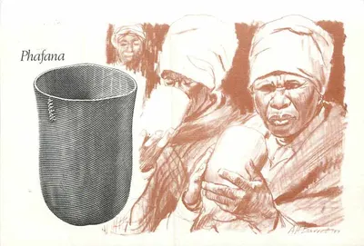 Phafana — pot ilustrado com mulheres — A.P. Barrett 1977