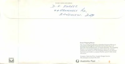 Rato Saltitante do Deserto — Australia Post — No. 019 — Verso