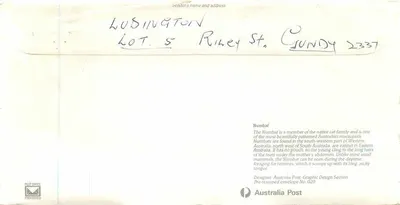 Numbat — Envelope de Design da Australia Post No. 020 — Australia Post — Verso
