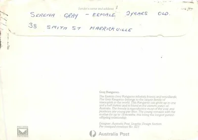 Canguru — Espécie em Perigo — Australia Post — Verso