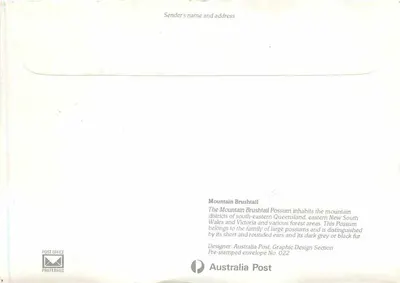 Mountain Brushtail — Australia Post — série 022 — Verso