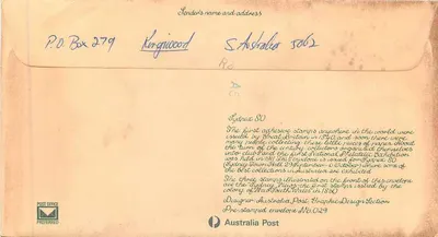 Escritório de Correios de Sydney 1850 — editor Australia Post, n° 029 — Verso