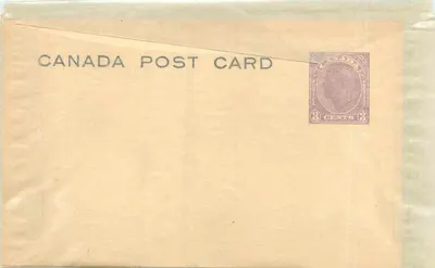 Carta postal canadense — selo de 3 centavos roxo — sem texto impresso