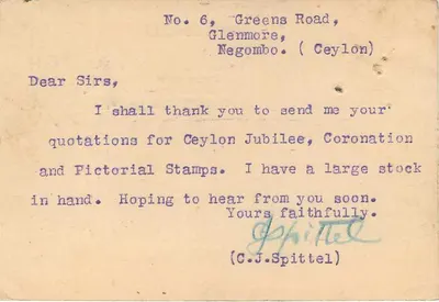 Ceylon — Negombo — wydawca B.L. Dhaun & Sons — Rewers