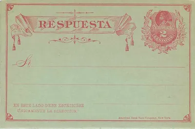 Tarjeta Postal con Respuesta Pagada — República do Chile — 2 centavos — American Bank Note Company, New York — Verso