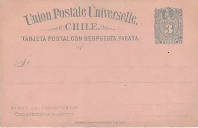 Union Postale Universelle — Tarjeta postal con respuesta pagada — Chile — Rewers