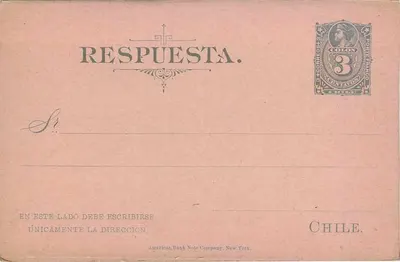 Chile — Carta postal com resposta paga — União Postal Universal — Verso
