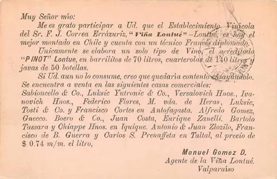 Valparaíso — widok na budynku pocztowym — wydawca Castre & Co. New York, numer seryjny nie widoczny — Rewers