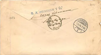 Lisbonna — List do Pani Lyssy L. de Roosen w Hamburgu — G.A. Heineken & Cie — Rewers
