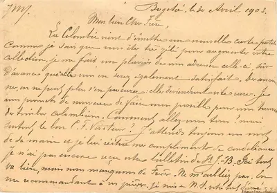 Colômbia — Carta postal da União Postal Universal — 5 centavos — Verso